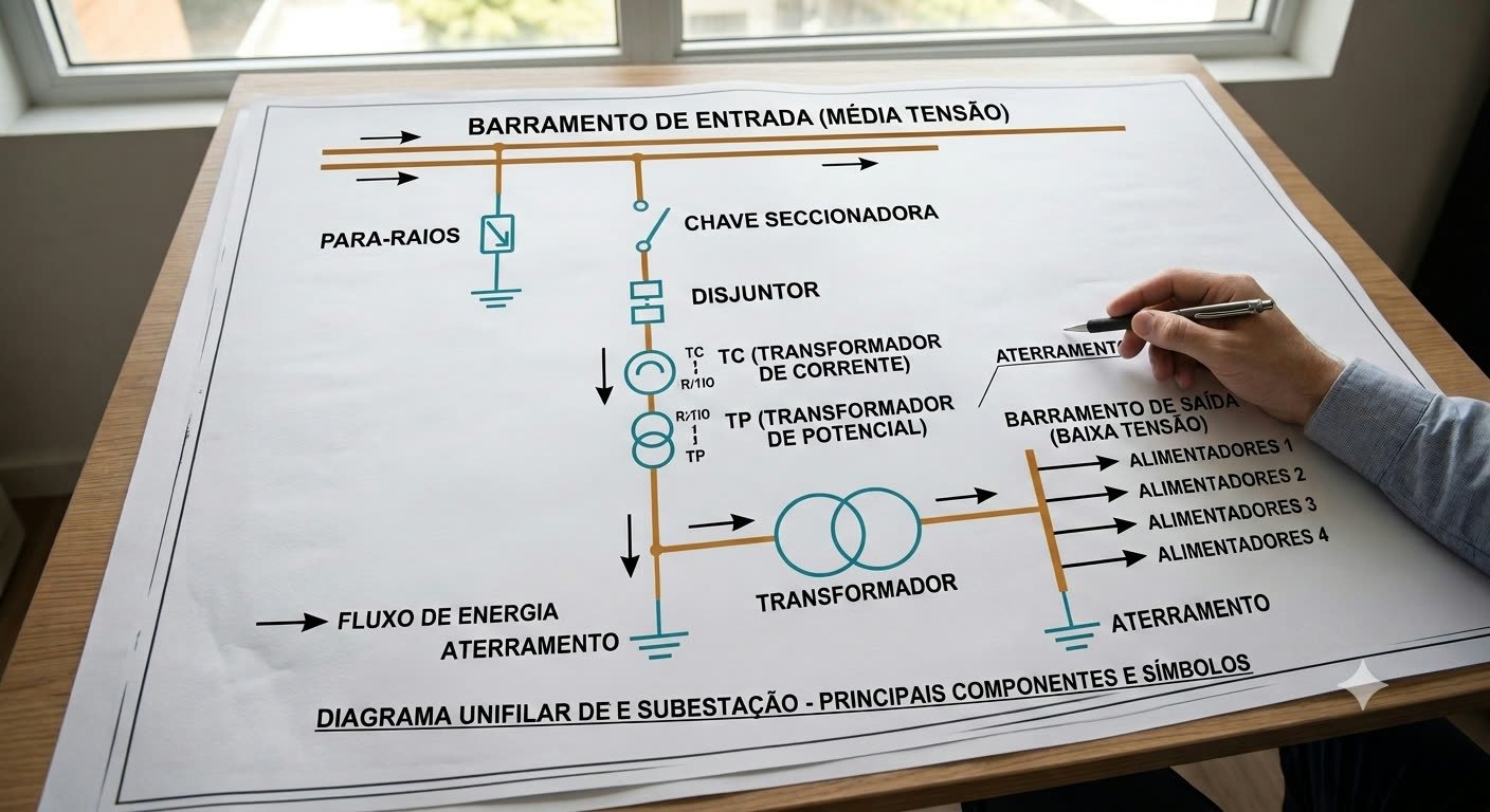 Diagrama unifilar de subestação